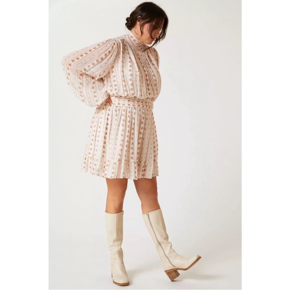 Anthropologie Let Me Be Mock Neck Georgette Floral Mini Dress Sz SP - Picture 8 of 16